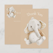 Carte De Remerciements Remerciement de Baby Shower pour Aquarelle d'Éléph (Devant / Derrière)