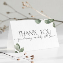 Remerciement de Baby Shower pour la verdure modern