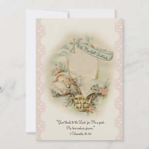 Carte De Remerciements Remerciement de Baby Shower Religieux Vintage