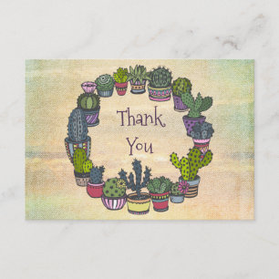 Carte De Remerciements Remerciement de Cactus Coloré