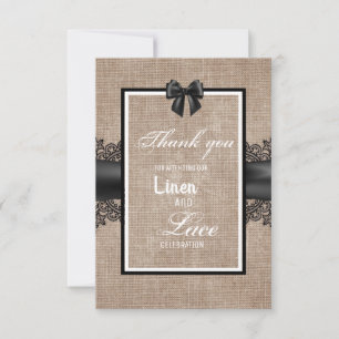 Carte De Remerciements Remerciement de cérémonie de mariage Burlap, Lin e