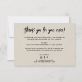 Carte De Remerciements Remerciement de commande professionnel simple mode (Dos)