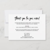 Carte De Remerciements Remerciement de commande professionnel simple mode (Dos)