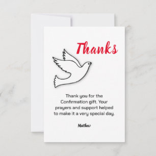 Carte De Remerciements Remerciement de Confirmation Colombe avec Rouge