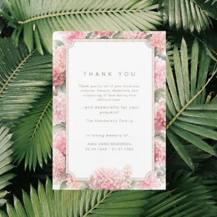 Carte De Remerciements Remerciement de deuil funéraire Fleurs roses
