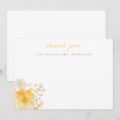 Carte De Remerciements Remerciement de Fête de Fiançailles Floral Jaune B (Devant / Derrière)