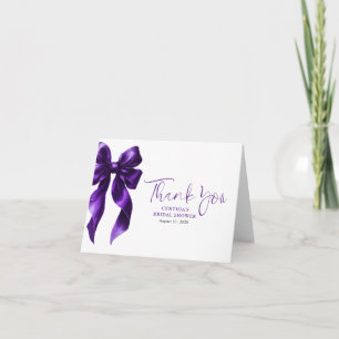 Carte De Remerciements Remerciement de Fête de Mariage au Ruban Violet Fo