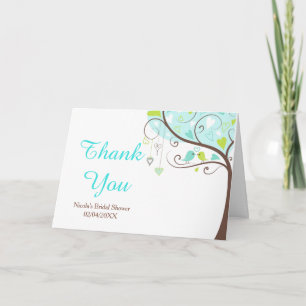Carte De Remerciements Remerciement de Fête de Mariage Floral Vert et Ble