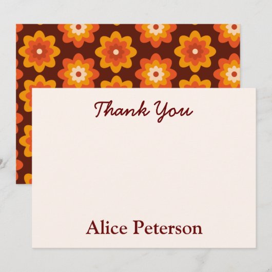 Carte De Remerciements Remerciement de Fête de Mariage Rétro Groovy Hippi (Devant / Derrière)