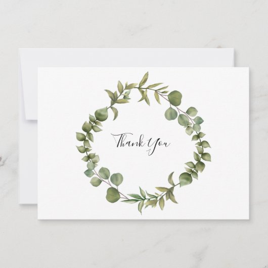 Carte De Remerciements Remerciement de feuillage d'eucalyptus de bois (Devant)