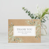 Carte De Remerciements Remerciement de feuilles de verdure Kraft rustique (Debout devant)