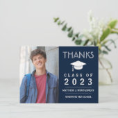 Carte De Remerciements Remerciement de fin d'études Moderne Photo Bleu (Debout devant)