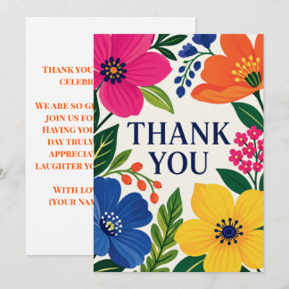 Carte De Remerciements Remerciement de invité de fête florale bohème lumi