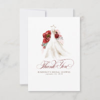 Remerciement de la douche de mariée florale rouge