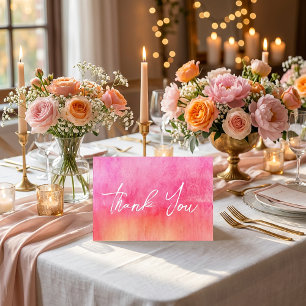 Carte De Remerciements Remerciement de mariage à l'aquarelle rose chaud e