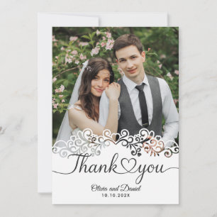 Carte De Remerciements Remerciement de mariage à plat coeur d'amour de sc