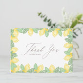 Carte De Remerciements Remerciement de mariage avec cadre de citron aquar (Debout devant)