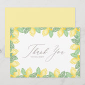 Carte De Remerciements Remerciement de mariage avec cadre de citron aquar (Devant / Derrière)