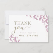 Carte De Remerciements Remerciement de Mariage Bohème Chic Papillon Viole (Devant)