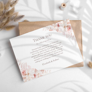 Carte De Remerciements Remerciement de mariage Boho Blanc & Roses Roses B