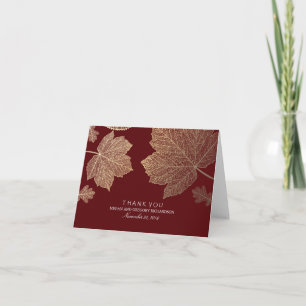 Carte De Remerciements Remerciement de mariage bordeaux feuilles d'automn