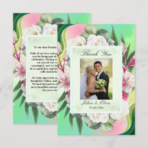 Carte De Remerciements Remerciement de mariage botanique vert menthe et r
