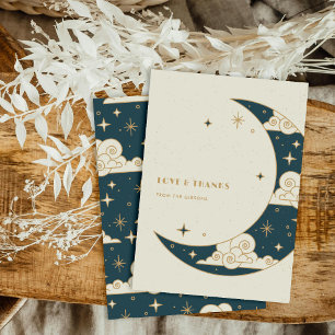 Carte De Remerciements Remerciement de mariage céleste Teal Moon & Stars