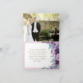 Carte De Remerciements Remerciement de mariage Champagne Or Floral Pourpr (Intérieur)