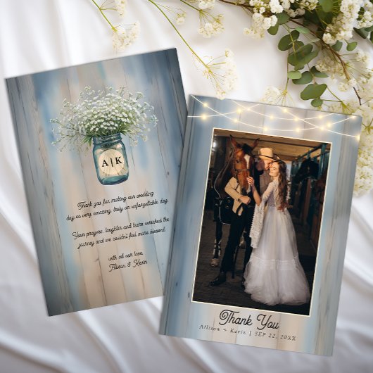 Carte De Remerciements Remerciement de mariage champêtre Baby's Breath Ru