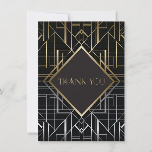 Carte De Remerciements Remerciement de mariage classique Gatsby Deco 2 (Devant)