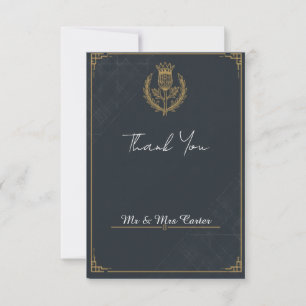 Carte De Remerciements Remerciement de mariage Dark Slate Gold Chardon Éc