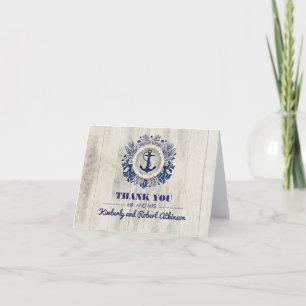 Carte De Remerciements Remerciement de mariage de plage nautique en bois