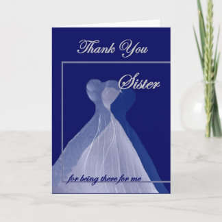 Carte De Remerciements Remerciement de mariage de SŒUR Robes Bleues
