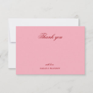 Carte De Remerciements Remerciement de mariage écriture minimaliste rose 