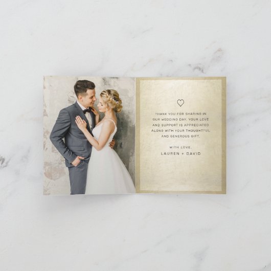 Carte De Remerciements Remerciement de mariage élégant avec photo et écri (Intérieur)