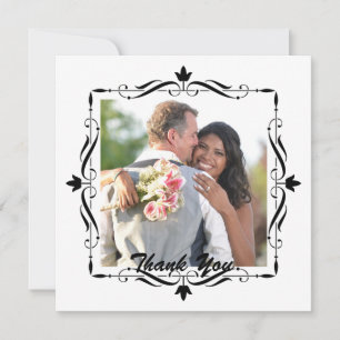 Carte De Remerciements Remerciement de Mariage Élégant avec Photo Personn