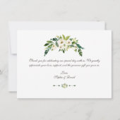 Carte De Remerciements Remerciement de mariage élégant cadre floral blanc (Dos)