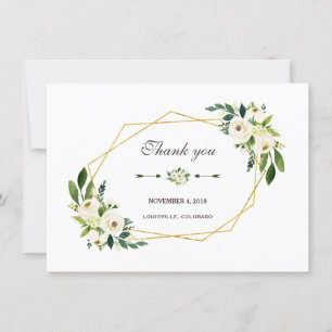 Carte De Remerciements Remerciement de mariage élégant cadre floral blanc
