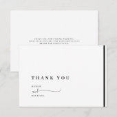 Carte De Remerciements Remerciement de mariage élégant noir et blanc clas (Devant / Derrière)