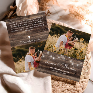 Carte De Remerciements Remerciement de mariage en bois de grange à jarre