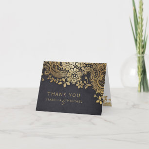 Carte De Remerciements Remerciement de mariage en dentelle élégante vinta