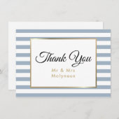 Carte De Remerciements Remerciement de mariage en faux papier doré Bleu P (Devant / Derrière)