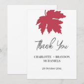 Carte De Remerciements Remerciement de mariage Feuille d'érable automne r (Devant / Derrière)