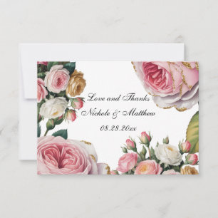 Carte De Remerciements Remerciement de mariage floral à la rose blanche e