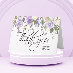Carte De Remerciements Remerciement de mariage floral aquarelle lilas