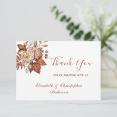 Carte De Remerciements Remerciement de mariage floral beige rouille en te (Debout devant)