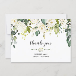 Carte De Remerciements Remerciement de mariage floral blanc aquarelle mod