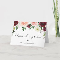 Remerciement de mariage floral Burgundy Blush