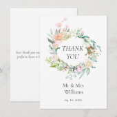 Carte De Remerciements Remerciement de mariage floral de verdure à l'aqua (Devant / Derrière)