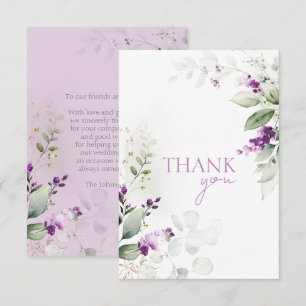 Carte De Remerciements Remerciement de mariage floral lavande élégant